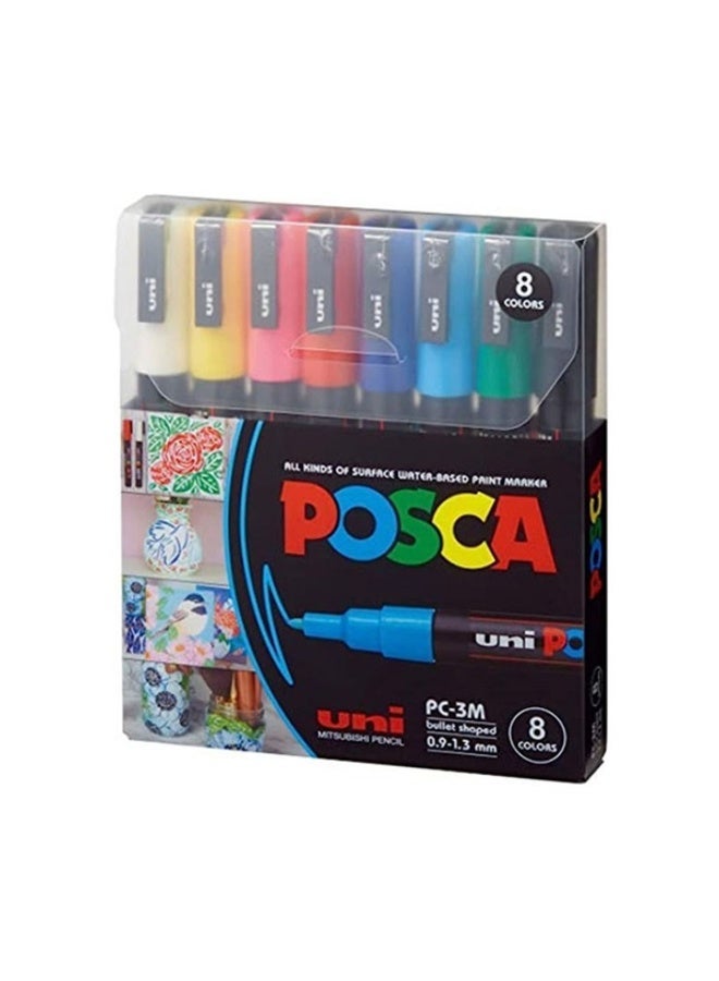 بوسكا مجموعة أقلام بوسكا للطلاء – 8 ألوان، رأس دقيق (Bullet Tip) - Image 2